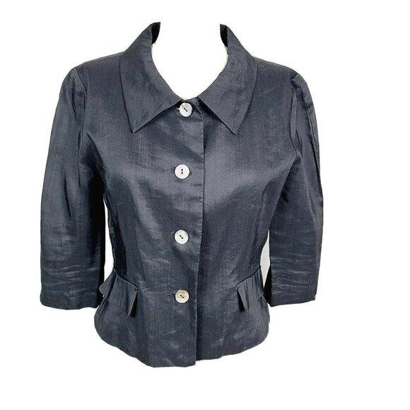 Vintage Tomorrowland Ballsey Evening Jacket XS Black Button-Front 3/4 Sl…‎ - Picture 1 of 6